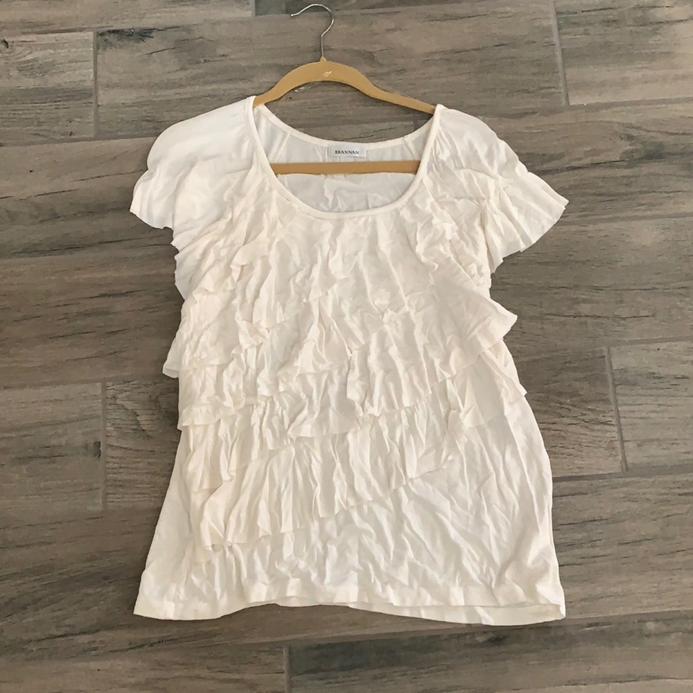 Brannan ruffle front top